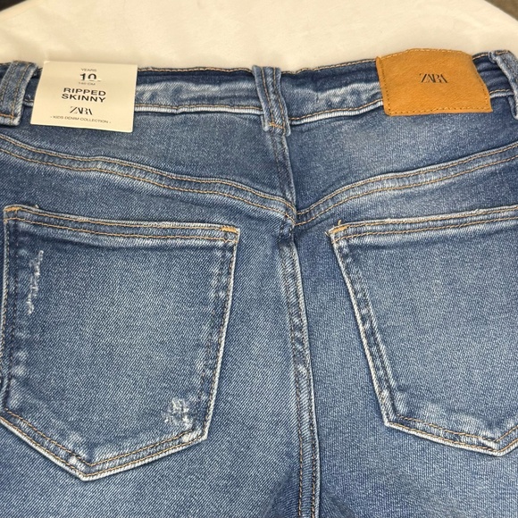 NWT Zara Kids Girls Ripped Skinny Jeans Raw Hem – Size 10 - Picture 5 of 14